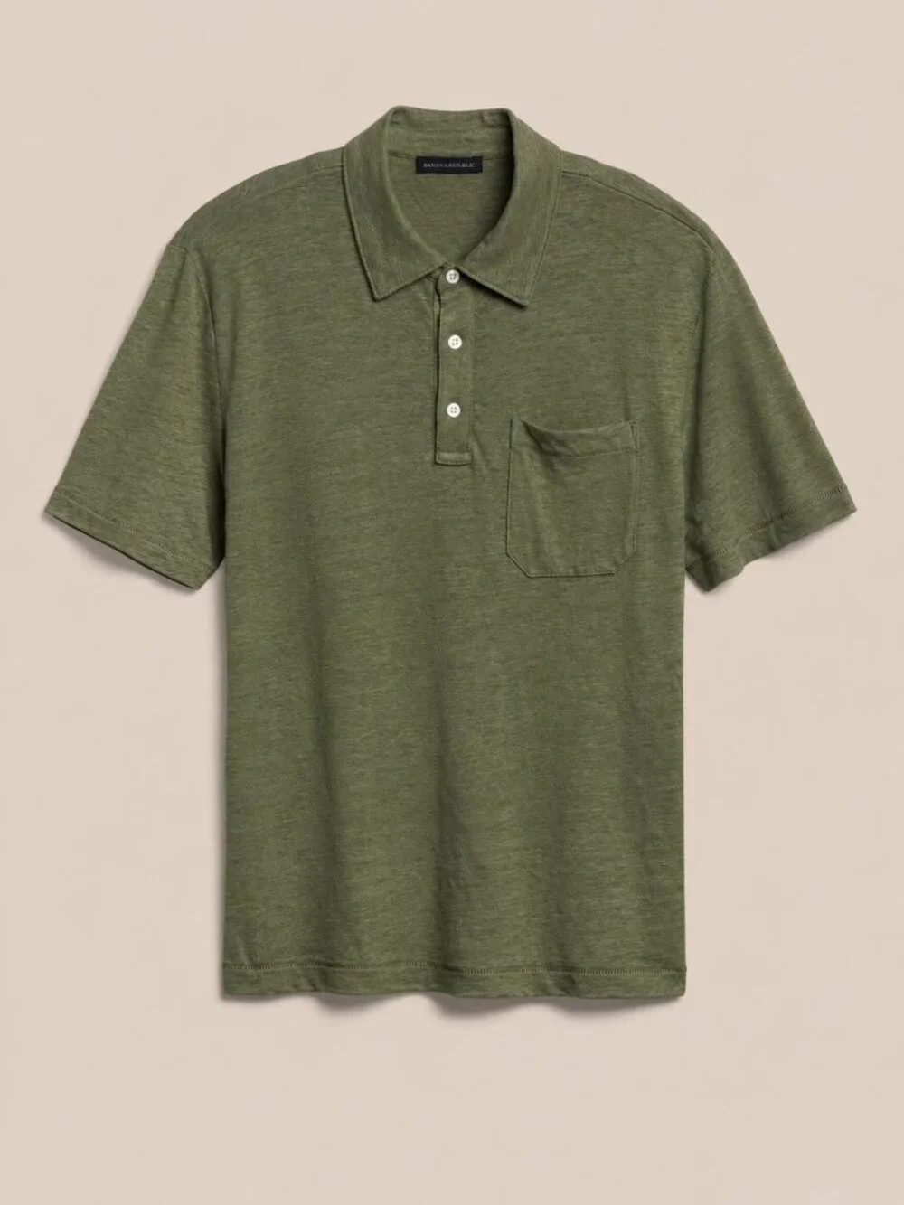 Banana Republic Linen Polo Relaxed Medium Green Heather XL #A3115